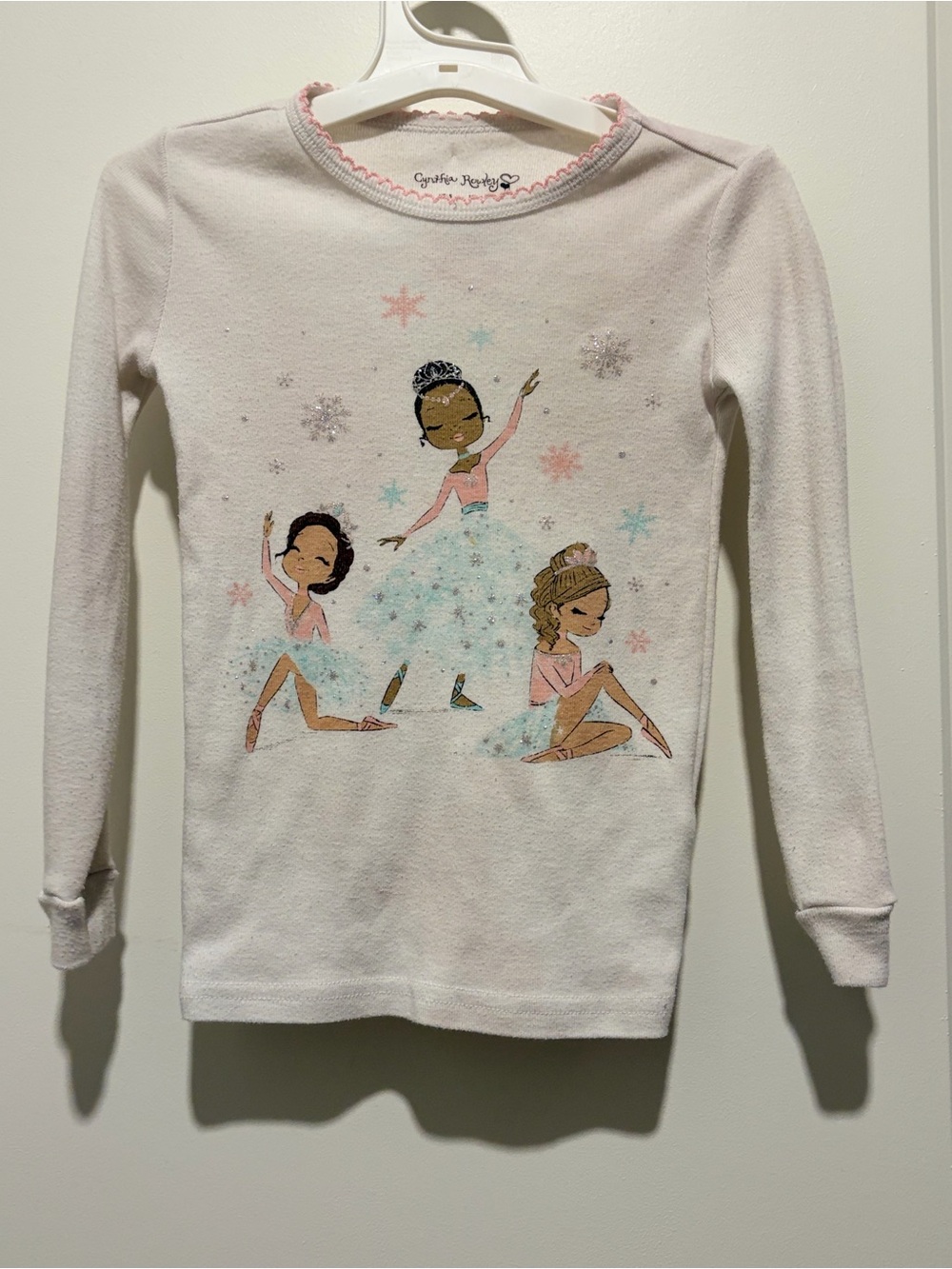 Cynthia Rowley Girls' Ballerina Graphic Long Sleeve Top - Light Pink